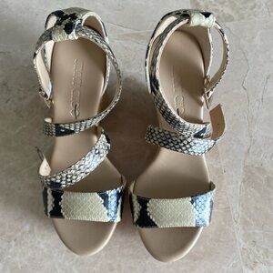 Jimmy Choo Black and Cream Sandals with Chunky Heel size 37